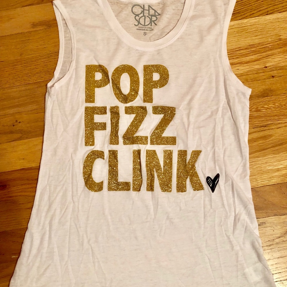 CUTE CHASER WHITE TOP WITH BLING!